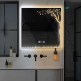 LED Spiegel Quadratisch | Touch-Schalter | Anti-Beschlag-Funktion | Einstellbare Farbtemperatur - Reyze Seria Good Vibes Model 8
